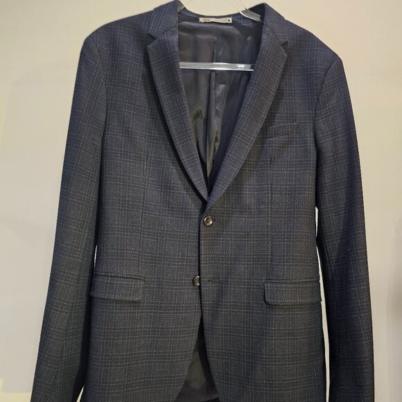 Zara Man 2-Pc Blue Gingham Suit - Picture 1 of 7